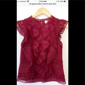 Guest Editor Maroon lace shirt